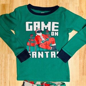 Boys Carter's Green Top with Red Santa Print Pajama Set Age 6